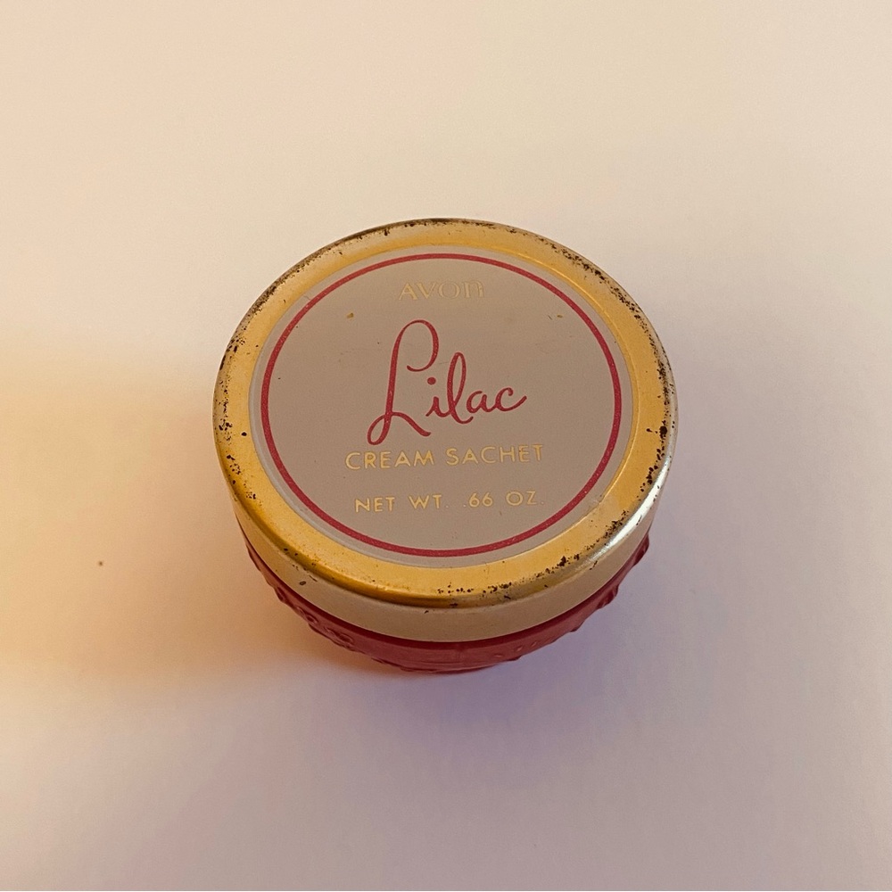 Vintage Pink Avon Lilac Cream Sachet Jar 60s, 70s Collectible
